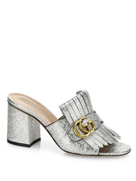 gucci marmont mules silver|gucci marmont mule.